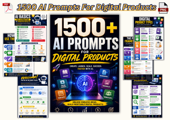 Download 1500+ AI Prompts for Digital Products - Digital product Collection