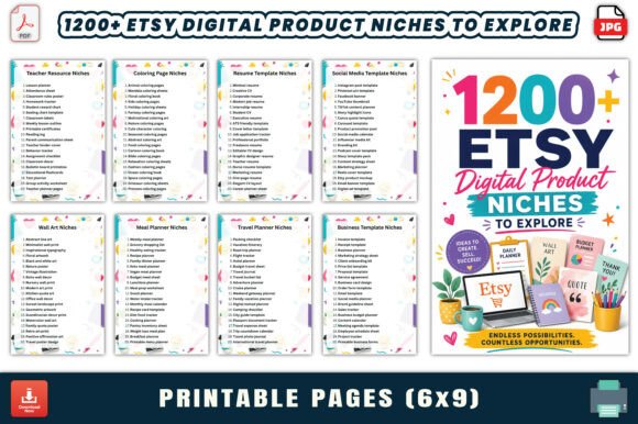 Download 1200+ Etsy Digital Product Niches - Digital product Collection