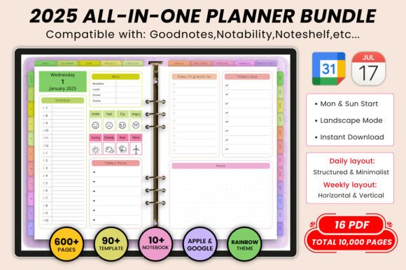 Download 2025 All-in-one Digital Planner Bundle - Premium Resources